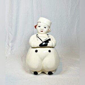 Vintage 1940/50s 13.5" Ceramic Sailor Dutch Boy With Sailboat Cookie Jar